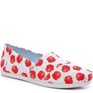 Toms Alpargata Slip-On, White/Red Apples, Women’s Size 8